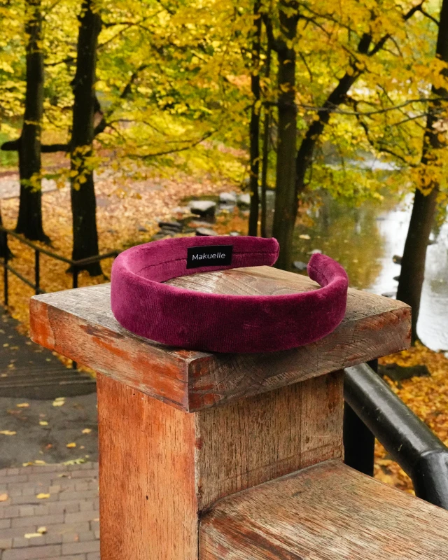 Opaska płaska LUNA Velvet Bordo